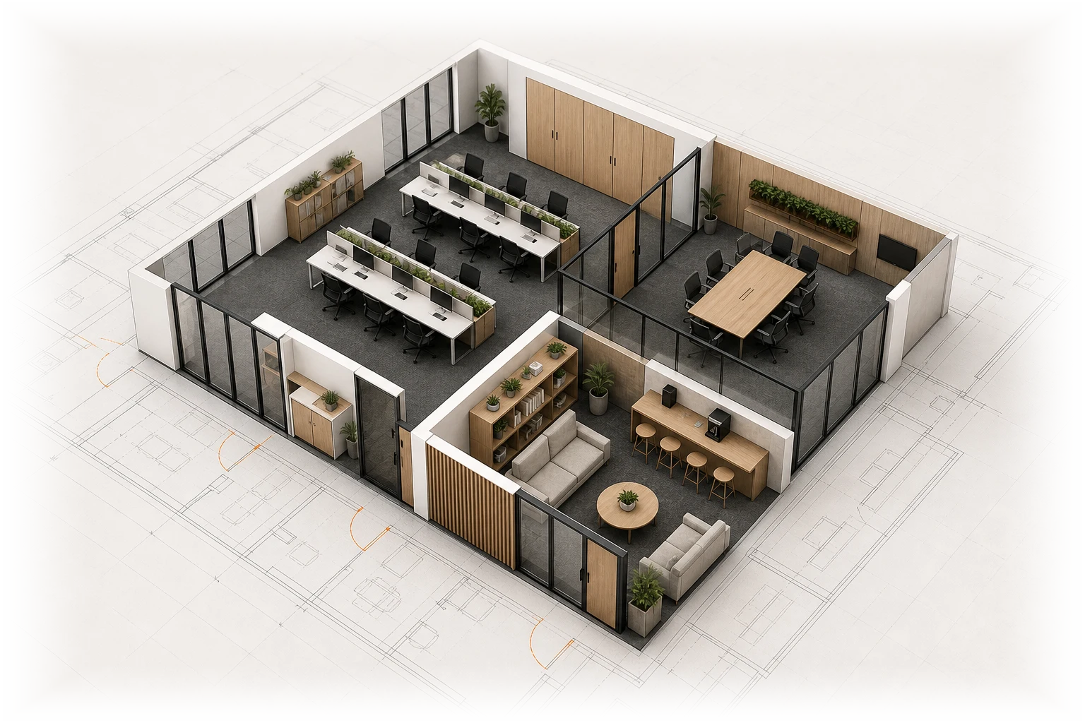 OSPACE biroja 3D plāns